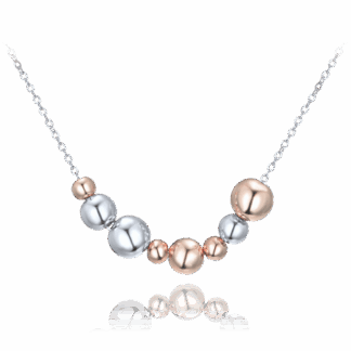 MINET Elegantní stříbrný náhrdelník se stříbrnými a Rosegold kuličkami