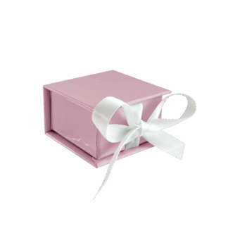 MINET Růžová magnetická krabička na šperky s bílou stuhou - 5 x 5 x 3 cm