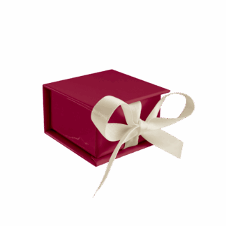 MINET Tmavě růžová magnetická krabička na šperky s béžovou stuhou - 5 x 5 x 3 cm