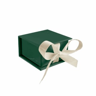 MINET Zelená magnetická krabička na šperky s béžovou stuhou - 5 x 5 x 3 cm