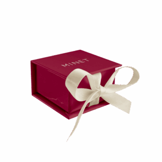 MINET PREMIUM Tmavě růžová magnetická krabička na šperky s béžovou stuhou - 5 x 5 x 3 cm