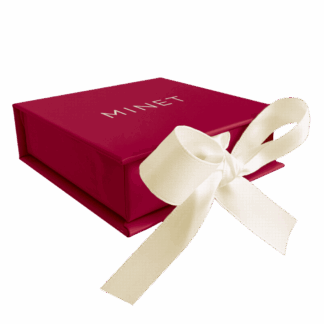MINET PREMIUM Tmavě růžová magnetická krabička na šperky s béžovou stuhou - 8 x 8 x 2,5 cm