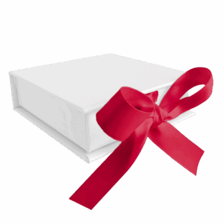 MINET Bílá magnetická krabička na šperky s tmavě růžovou stuhou - 8 x 8 x 2,5 cm