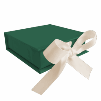 MINET Zelená magnetická krabička na šperky s béžovou stuhou - 8 x 8 x 2,5 cm