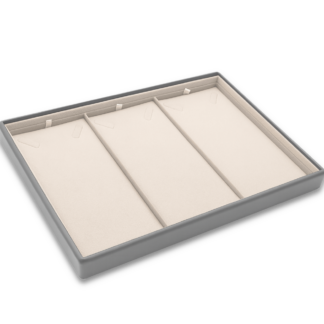 MINET Šedo-béžové prezentační plato na šperky - 3x náhrdelník - 31,5 x 22,5 cm