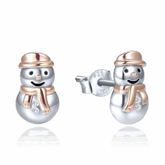MINET Vánoční stříbrné náušnice sněhuláci