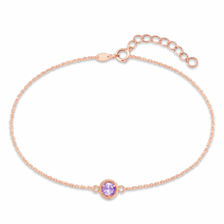 MINET Decentní zlatý rose gold náramek s fialovým zirkonem Au 585/1000 0,75g