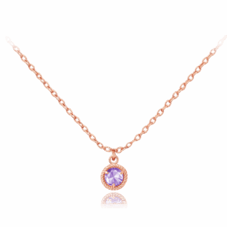 MINET Decentní zlatý rose gold náhrdelník s fialovým zirkonem Au 585/1000 1,60g