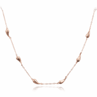 MINET Rose gold stříbrný náhrdelník kapky