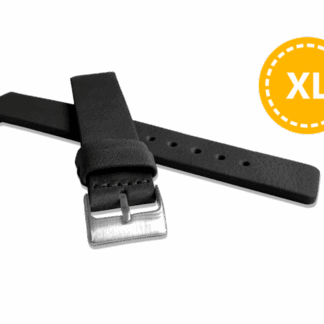 LAVVU XL Prodloužený černý hladký řemínek Plain z luxusní kůže Top Grain - 22 XXL