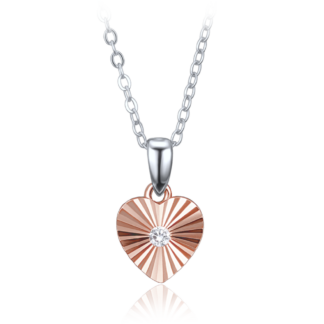 MINET Decentní rosegold stříbrný náhrdelník srdce se zirkonem