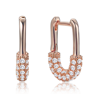 MINET Luxusní rosegold stříbrné náušnice se zirkony