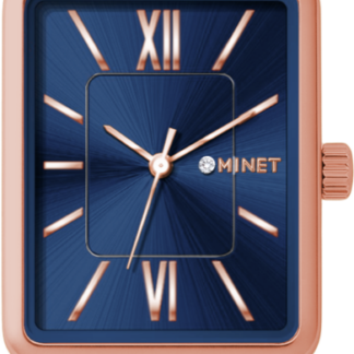 MINET Rosegold-modré dámské hodinky SIENA se rosegold ocelovým řemínkem