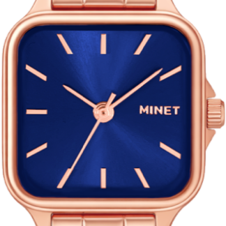 MINET Rose gold-modré dámské hodinky GRACE s ocelovým řemínkem