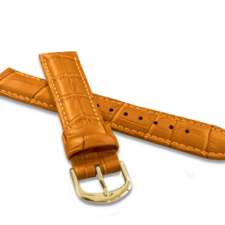 Oranžový prošitý řemínek CROCO se zlatou sponou - 20