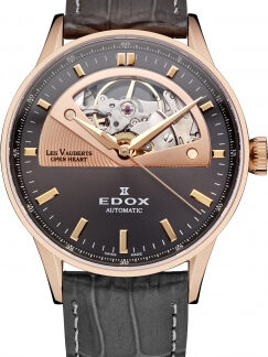 Dámské hodinky Edox Les Vauberts Open Heart Automatic 85019 37RG GIR