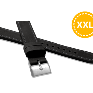 XXL Prodloužený prošitý černý řemínek LAVVU SPORT z luxusní kůže Top Grain - 18 XXL
