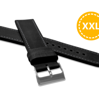 XXL Prodloužený prošitý černý řemínek LAVVU SPORT z luxusní kůže Top Grain - 26 XXL