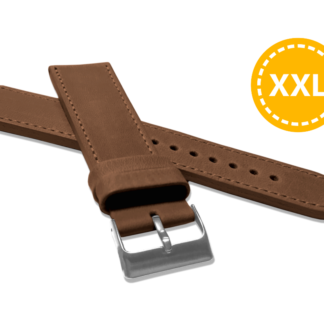 XXL Prodloužený prošitý hnědý řemínek LAVVU SPORT z luxusní kůže Top Grain - 24 XXL