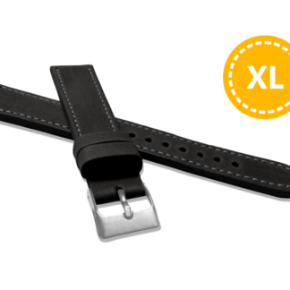 XXL Prodloužený prošitý černý řemínek LAVVU SPORT z luxusní kůže Top Grain - 16 XXL