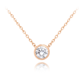 MINET Decentní Rose gold stříbrný náhrdelník s bílým zirkonem