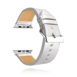 Stříbrný kožený řemínek MINET Top Grain pro APPLE WATCH 42-44 mm