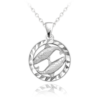 Stříbrný náhrdelník MINET Zodiac znamení RYBY