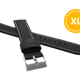 XL Prodloužený polstrovaný černý prošitý řemínek LAVVU SPORT z luxusní kůže Top Grain - 22