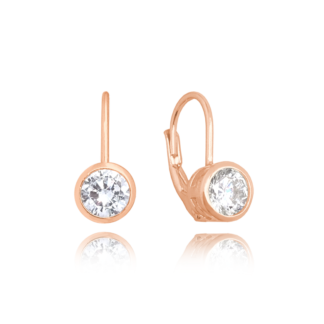 Decentní Rose gold stříbrné náušnice MINET s bílými zirkony