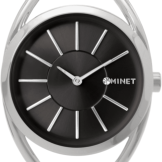 MINET Stříbrno-černé dámské hodinky ICON SILVER BLACK MESH