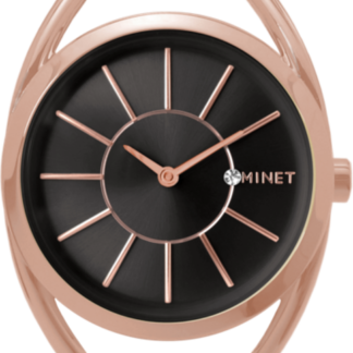 MINET Růžovo-černé dámské hodinky ICON ROSE GOLD BLACK MESH