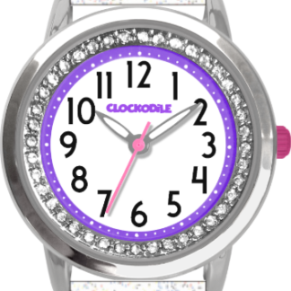 Bílé třpytivé dívčí dětské hodinky se kamínky CLOCKODILE SPARKLE