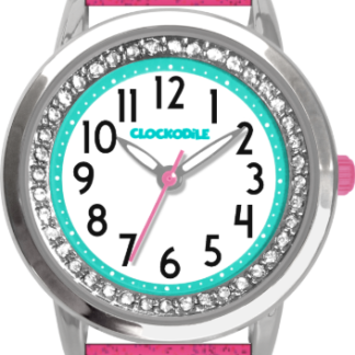 Růžové třpytivé dívčí dětské hodinky se kamínky CLOCKODILE SPARKLE