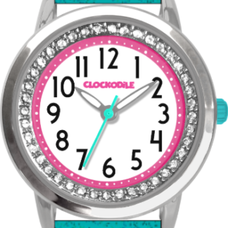 Tyrkysové třpytivé dívčí dětské hodinky se kamínky CLOCKODILE SPARKLE