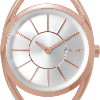 Stříbrno-růžové dámské hodinky MINET ICON SEMI ROSE GOLD MESH
