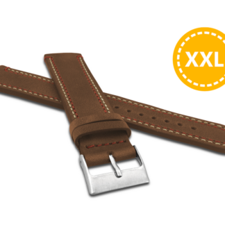 LAVVU XXL Prodloužený dvojitě prošitý hnědý řemínek SPORT z luxusní kůže Top Grain - 24 XXL