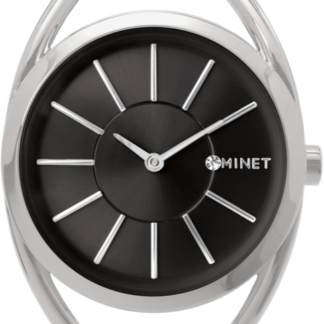 MINET Stříbrno-černé dámské hodinky ICON BLACK MESH
