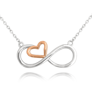 MINET Rose gold stříbrný náhrdelník FOREVER LOVE