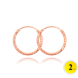 MINET Rose gold broušené stříbrné náušnice KRUHY 2 cm