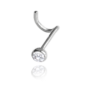 MINET Stříbrný piercing do nosu se zirkonem