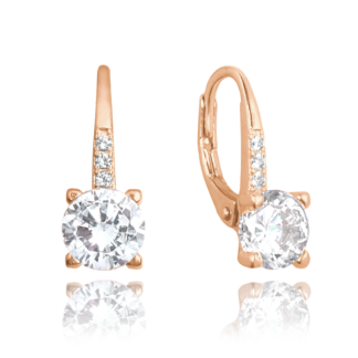 MINET Rose gold elegantní stříbrné náušnice s bílým zirkonem