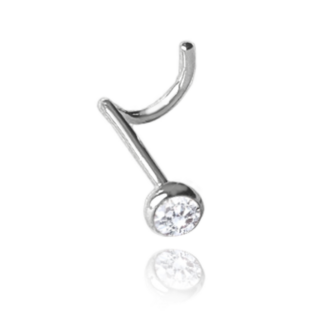 MINET Stříbrný piercing do nosu s bílým zirkonem