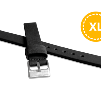 LAVVU XL Prodloužený černý hladký řemínek Plain z luxusní kůže Top Grain - 8 XL