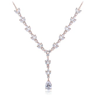 MINET Luxusní rose gold stříbrný náhrdelník se zirkony Ag 925/1000 16,35g
