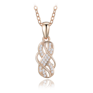 MINET Rose gold luxusní stříbrný náhrdelník s bílými zirkony