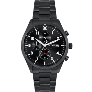 LAVVU Pánské titanové hodinky PILOT Chronograph Black 100M Sapphire