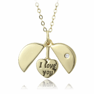MINET Pozlacený stříbrný náhrdelník s otevíracím přívěskem a srdíčkem s nápisem "I love you"
