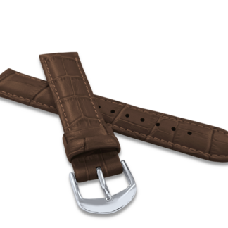 Tmavě hnědý prošitý řemínek CROCO - 14
