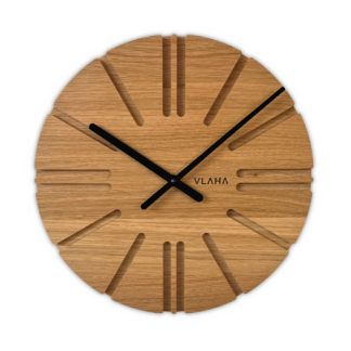VLAHA Dubové hodiny ATELIER vyrobené v Čechách s černými ručkami ⌀32,5cm
