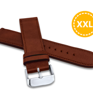 LAVVU XXL Prodloužený prošitý hnědý řemínek VERONA z luxusní kůže Top Grain - 22 XXL